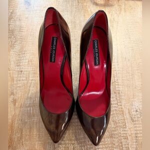 Charles Jourdan Paris “Bridget” classic iridescent patent stiletto size 10